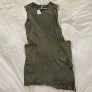 Army green oversized tank dress